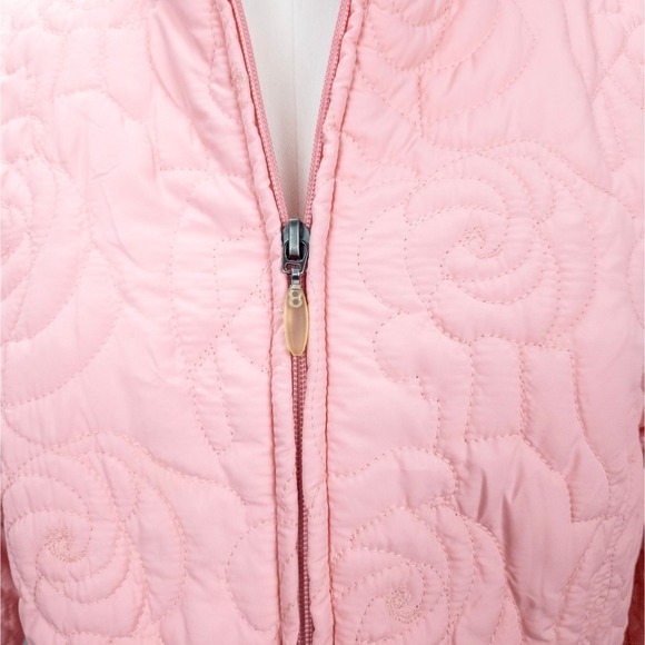 Pink Quilted Rose Stitch Jacket - Y2K Coquette Pastel Puff Outerwear - Picture 5 of 7